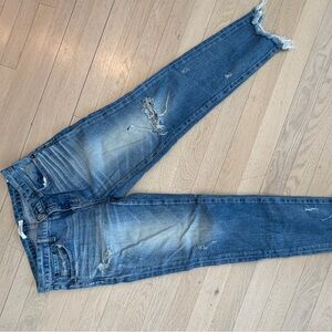 Moussy Women's Distressed Blue Ankle Jeans
